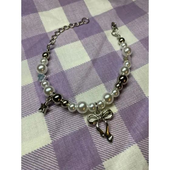 Bracelete de Pérolas Menininha Pulseira de Laço Coquete