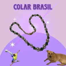 Colar Chique Elegante Artesanal Brasil Copa Torcedor Moderno Pérolas e Brilhos