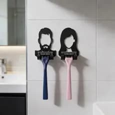 kit 2 Suporte Lâmina Barbear Gilette Organizador Porta Aparelho Barba Feminino Masculino Sem Furos Na Parede Dele Dela