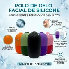 Rolo de Gelo Facial em Silicone | Massagem, Lifting, Reutilizável, Melhora a Pele e Fecha Poros