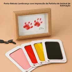 Kit Moldura Pet com Impressão de Patinha | Lembrança para Cães e Gatos | Porta-Retrato Madeira DIY