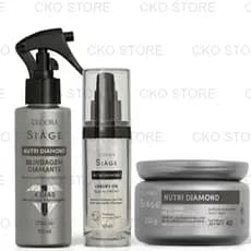 EUDORA KIT Siàge Nutri Diamond: Máscara Capilar 250g + Bruma Impermeabilizante 100ml + Óleo Nutritivo 60ml