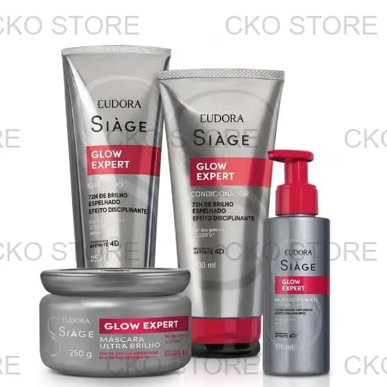 EUDORA KIT Siàge Glow Expert- Shampoo 200ml-Condicionador 250ml+Máscara 250g+Balm 100ml