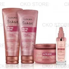 EUDORA KIT Siàge Nutri Rosé: Shampoo 250ml + Máscara 250g + Condicionador 200ml+Supreme Oil Siàge Nutri Rosé 60ml