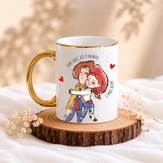 Caneca Personalizada  Toy Story 325ml “Com Você, Até o Infinito e Mais Além” – Presente Romântico Dia dos Namorados
