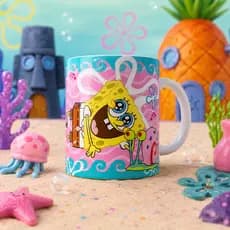 Caneca Bob Esponja 325ml Cerâmica | Presente para Fãs | Desenho Animado