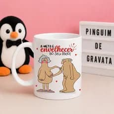 Caneca Personalizada Dia dos Namorados "A Meta é Envelhecer ao Seu Lado" 325ml - Presente Criativo