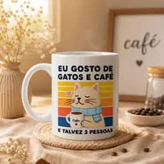 Caneca Personalizada Divertida Café Gato E Cachorro Pets Xícara de Porcelana Criativa Presente 325ml Promoção