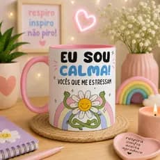 Caneca Engraçada Eu Sou Calma 325ml Cerâmica | Presente Divertido | Caneca Frase Humor