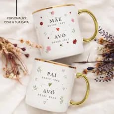 Caneca Personalizada 325ml - Presente para Mães, Pais, Avós e Avôs - Floral Delicada