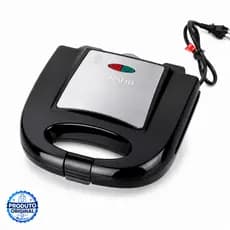 Sanduicheira Elétrica Agratto Inox 2 Antiaderente 220V 750W Para Lanche Compacta Fácil De Limpar