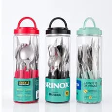 Jogo De Talheres Brinox Riviera 24 Peças Com Organizador Multifuncional
