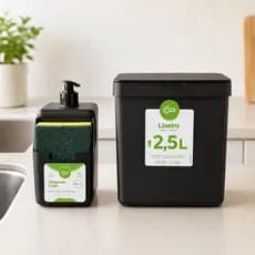 Kit Coza Pia Organizada Dispenser 500ml + Lixeira 2,5L