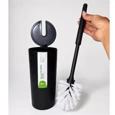 Escova Sanitária Coza Serene Com Suporte Banheiro Lavabo Cinza Escuro Preta Cinza Claro