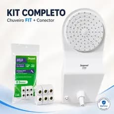 Kit Chuveiro Zagonel Fit Branco 220V 6800W + Conector De Cabos Zagonel Instalação Prática e Segura