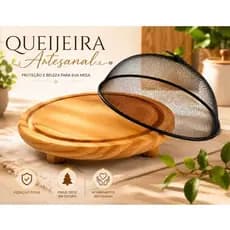 Queijeira Porta Queijo Tela Protetora Para Alimentos Redonda de Metal 25cm Pães Bolos Frutas