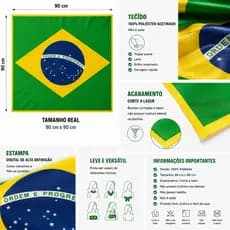 Bandeira do Brasil Lenço 90x90 Multiuso 100% Poliester