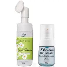 Kit Sabonete Facial Esfoliante com Esponja Massageadora 150 ml + Sérum com Ácido Hialurônico 30g