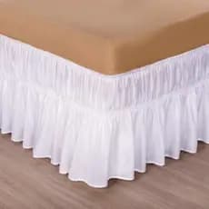 Saia box branca microfibra queen ajustável com 2 elástico para cama box