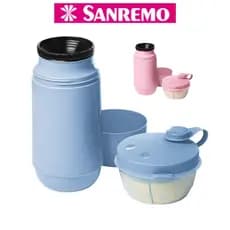Conjunto Garrafa Térmica Infantil + Pote Dosador Com Divisórias Kit Passeio Sanremo