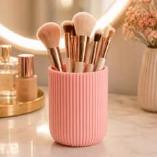 Porta Pincel Organizador Canelado Porta Escova de Dente Caneta Pote Multiuso Rosa