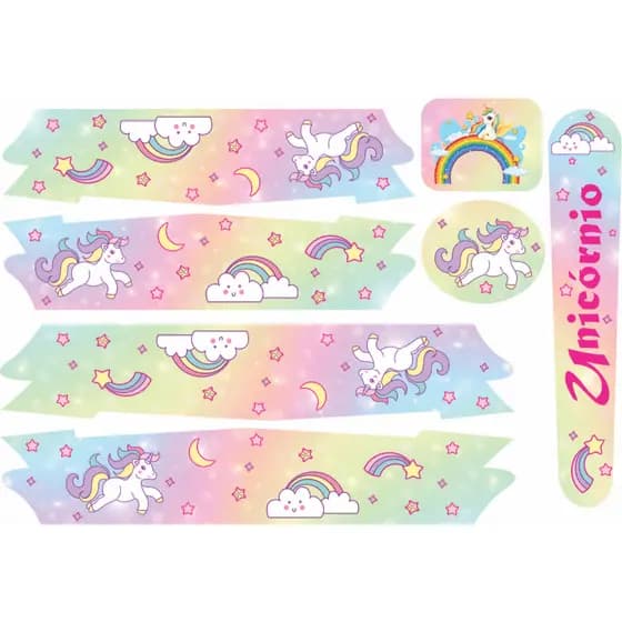 Adesivo Decorativo para Bicicleta Infantil Unicórnio Tubarão LOL Personalização de Bike