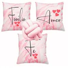 Kit 3 Capas de Almofadas Personalizadas + 1 Almofada Nó Decoração Casa Luxo