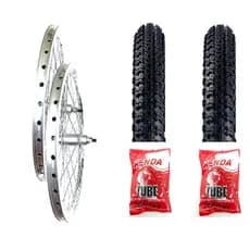 Par De Roda Aero 20 Completo Bike Com raios fino + 2 Pneus+ 2 Câmaras