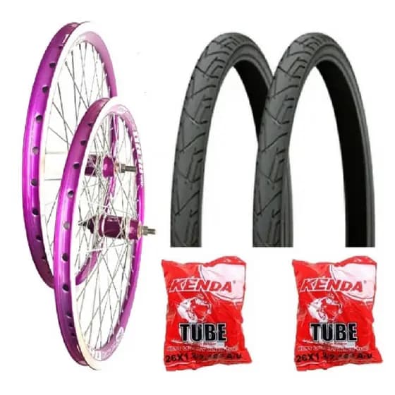 Par De Aro 26" C/ Raio Grosso, Completo Bicicleta + 2 Pneus Praieiro Aro 26" + 2 Câmara.