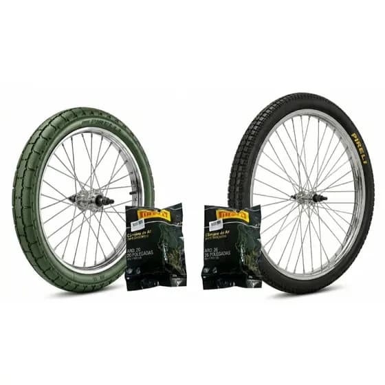 Kit Roda Cargueira Completo Aro 20 x 1.3/4 + Traseira Reforçada + Pneus + Câmaras