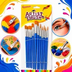 Kit 12 Pincéis Para Pintura Artesanato Artes Pintura de Rosto Ponta Fina Redonda e Chato