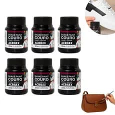 Kit 6 Frascos Tinta Para Couro Natural Sintético Sapato Bota Jaqueta Bolsa Sofá Restauração 37ml