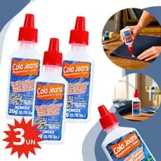 Cola Jeans Tecidos Grossos Customização Roupas Artesanato DIY C/ Bico Aplicador Não Tóxica
