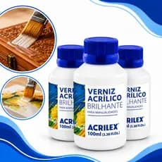 Verniz Acrílico Brilhante Incolor Artesanato Criativo P/ Madeira Cerâmica Gesso Isopor 100ml Atóxico