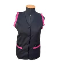 Avental Jaleco Preto Com Renda Pink Para Professora