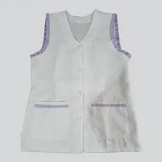 Avental bata Jaleco Branco com renda Lilás para  limpeza, Enfermagem, Professora, Manicure em geral.