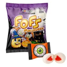 Marshmallow Halloween 50 Unidades Recheio Imita Sangue Baunilha e Morango Embalados Separadamente