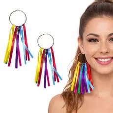 Brinco de Fitas de Cetim Colorida Carnaval Festa Dança
