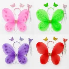 Kit Fantasia Asa de Borboleta + Varinha + Tiara Cosplay Princesa Fada Infantil Festa Carnaval