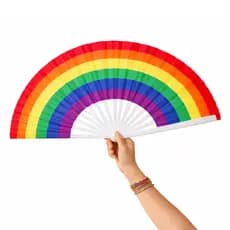 Leque de Mão Arco-Íris Cores LGBTQIA+ Carnaval Festa Decoração Leque Oriental 63cm