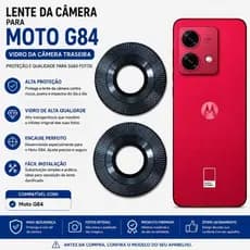 Kit 2x Lente Vidro Câmera Traseira Moto G84 Vidrinho Camera Reposição Premium