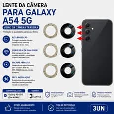 Lente da Câmera Galaxy A54 5G SM-A546E Vidro Traseiro Câmera 3 Unidades + Adesivo