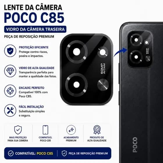 Lente Da Câmara Para Poco C85 4g / 5g Vidro Da Câmera Traseira Vidrinho + Dupla Face