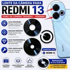 Lente da Câmera Para Redmi 13 Vidro Da Câmera Traseiro Vidrinho