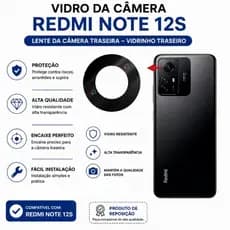 Vidro Câmera Traseira Redmi Note 12S Lente Camera Vidrinho Traseiro Proteção Alta Qualidade