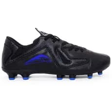 Chuteira Couro Legitimo Campo Gramado Trava Preto Azul Royal Sola Colada Costurada Envio Imediato