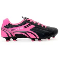 Chuteira Couro Legitimo Campo Gramado Travas Preto Rosa Pink Sola Colada Costurada Envio Imediato