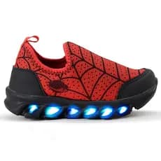 Tênis Infantil Homem-Aranha LED – Tênis Luzinha Confortável Leve Escolar Casual