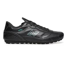 Chuteira Society Couro Legítimo Masculina Sola Borracha Futebol Grama Sintética Netsy Branco Preto