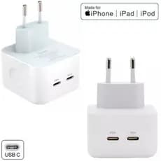 Carregador FONTE Usb C Duplo 50W FONTE Carregador Usb-c Para iPhone Tomada 2 Entradas Usb-c